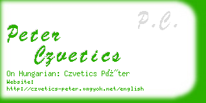 peter czvetics business card